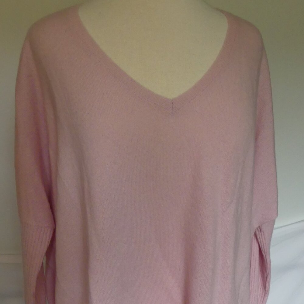 Notshy Pink 100% Cashmere Faustine V Neck Poncho Style Sweater Small Medium